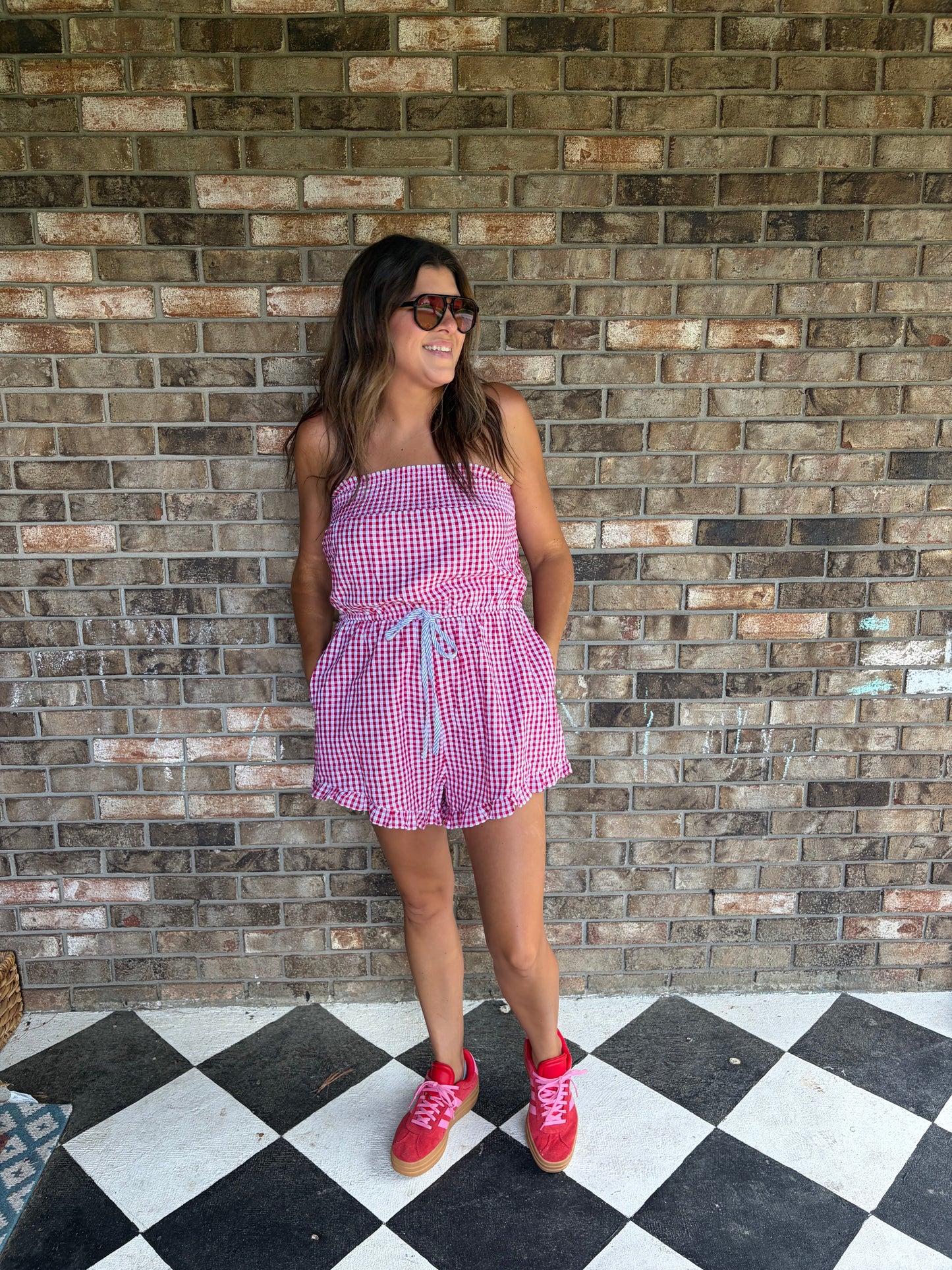 Firecracker Gingham Romper
