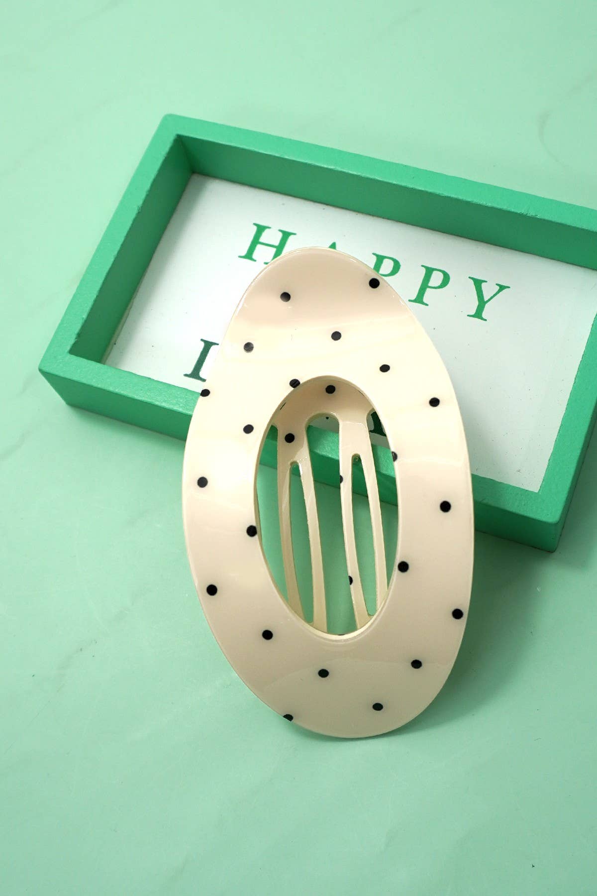 Jumbo Polka Dot Lay Flat Oval Claw Clip