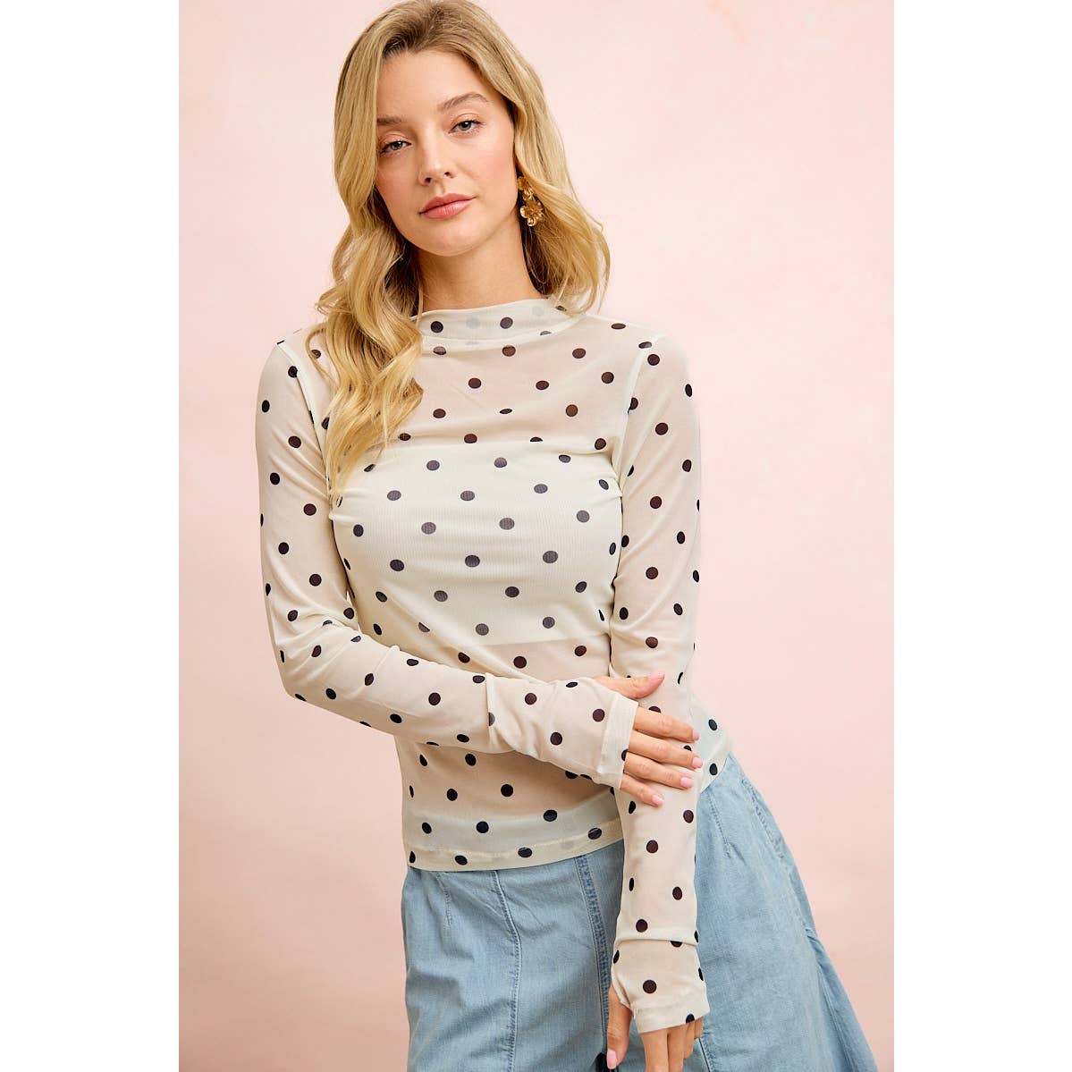 Polka Dot Mesh Top