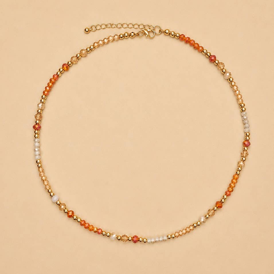 Gold Glass Bead & Gold Accent Beaded Necklace | 40NK9793: MULTI