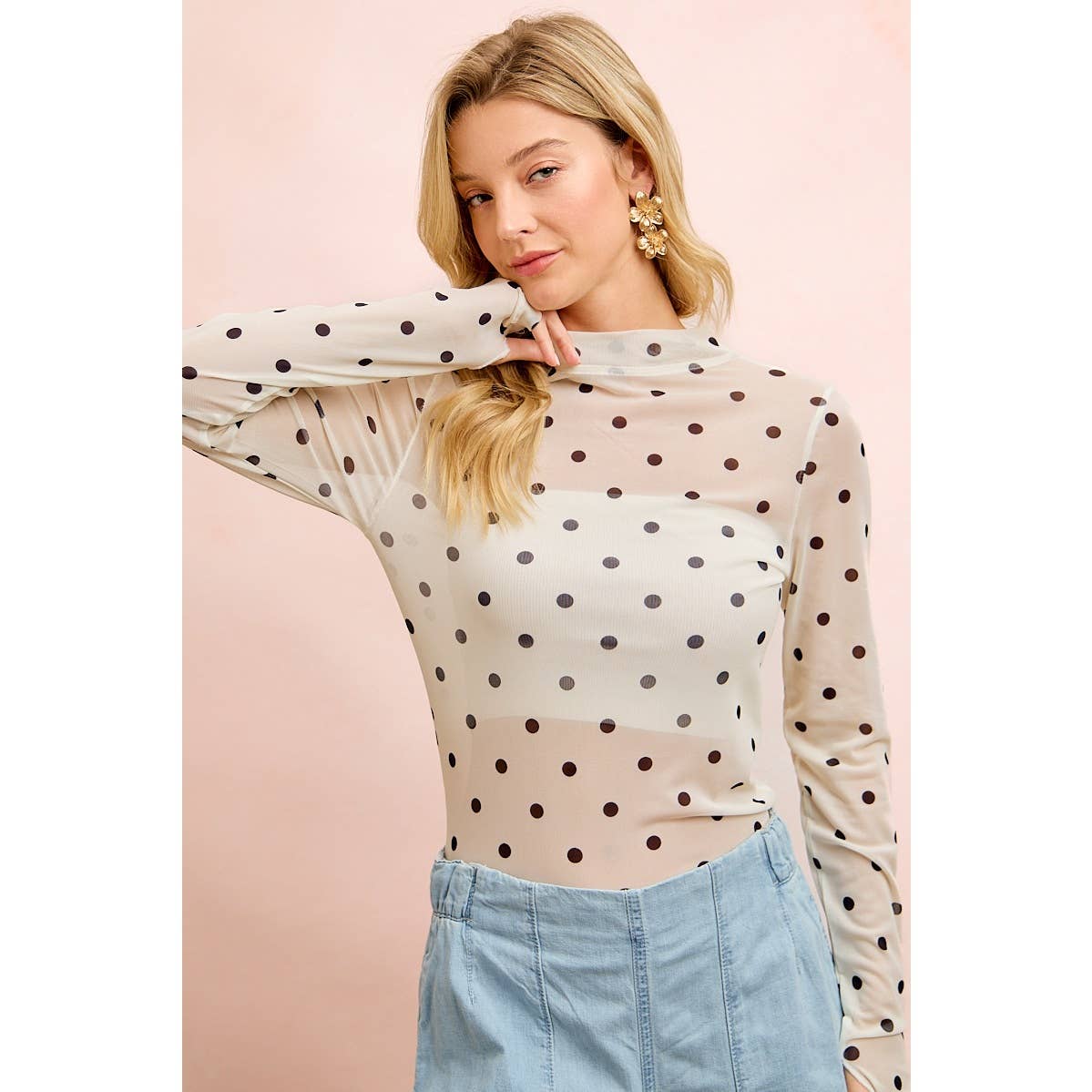 Polka Dot Mesh Top