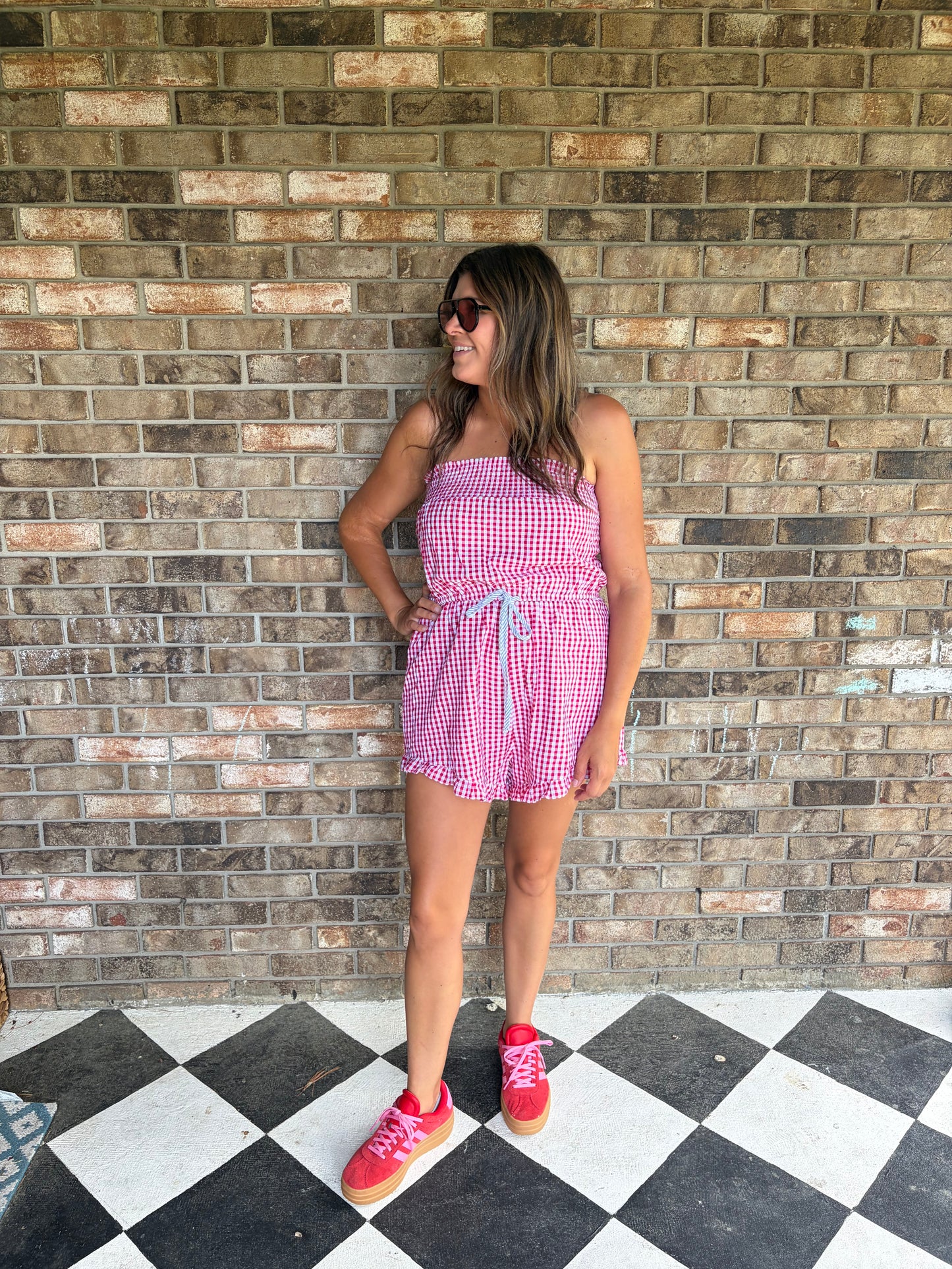 Firecracker Gingham Romper