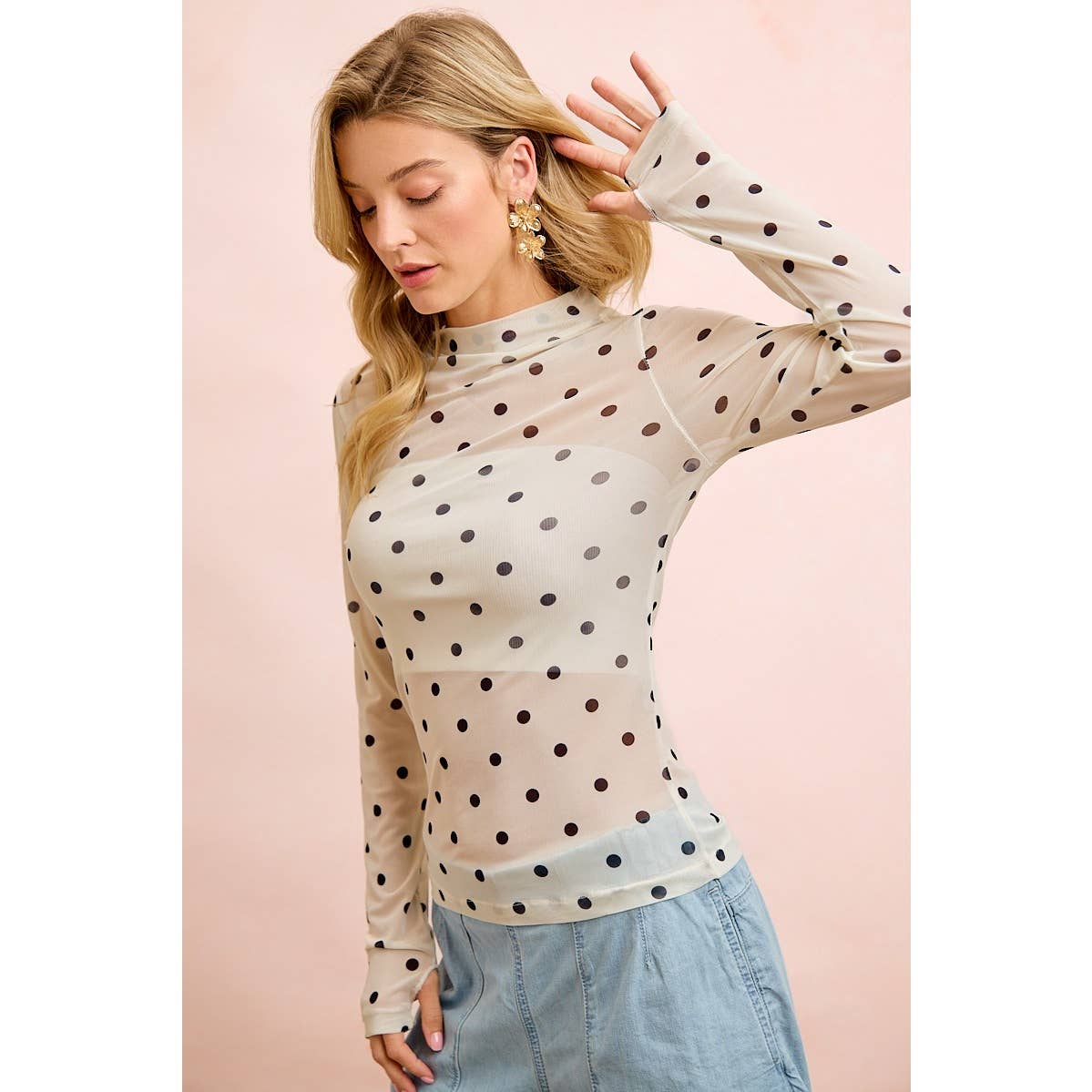 Polka Dot Mesh Top