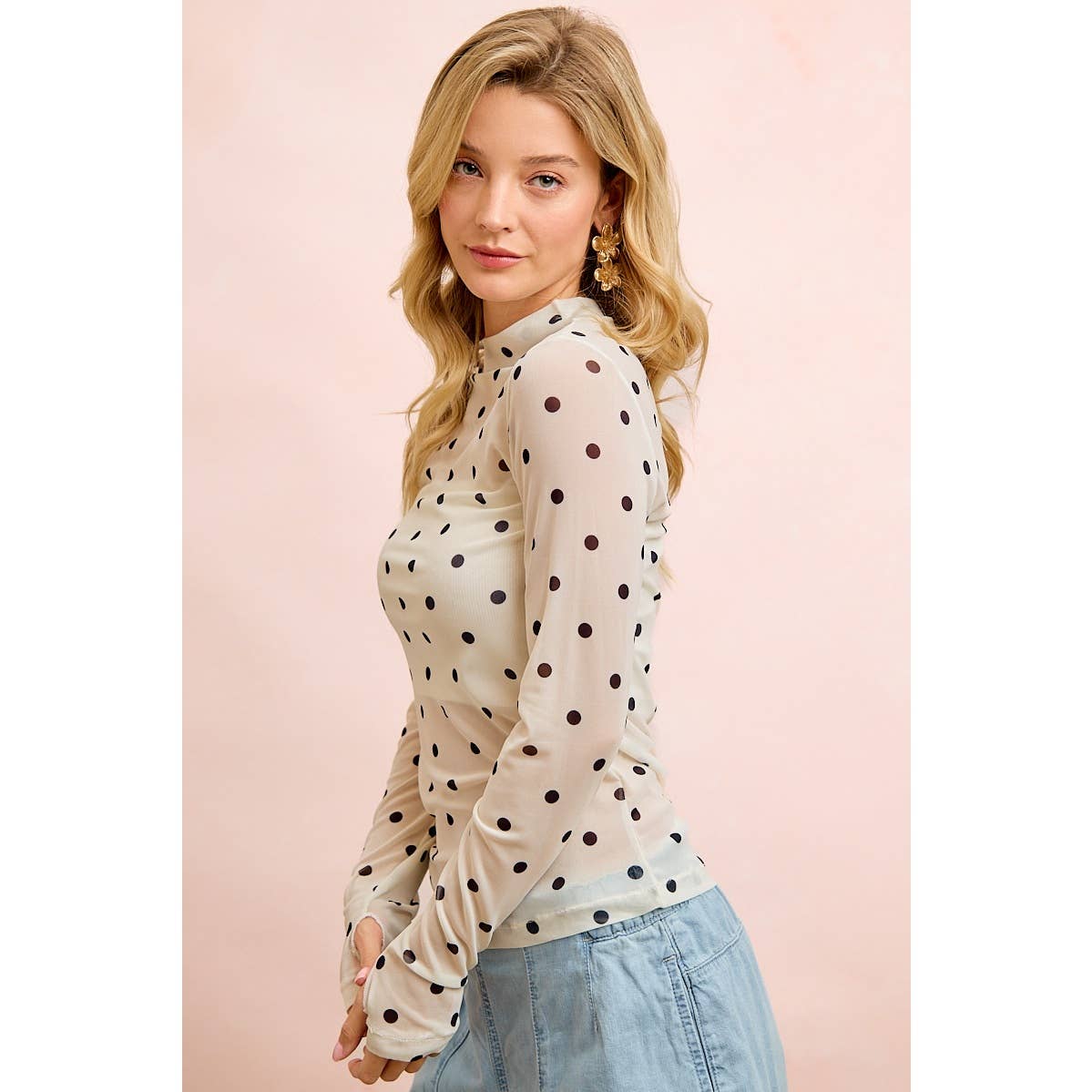 Polka Dot Mesh Top