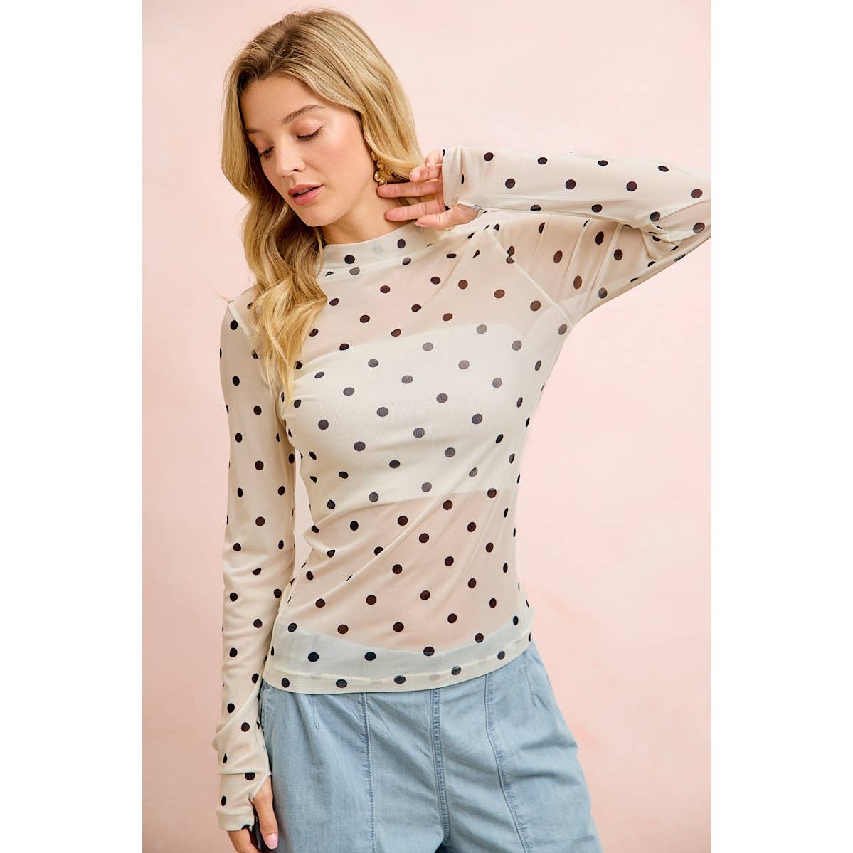 Polka Dot Mesh Top