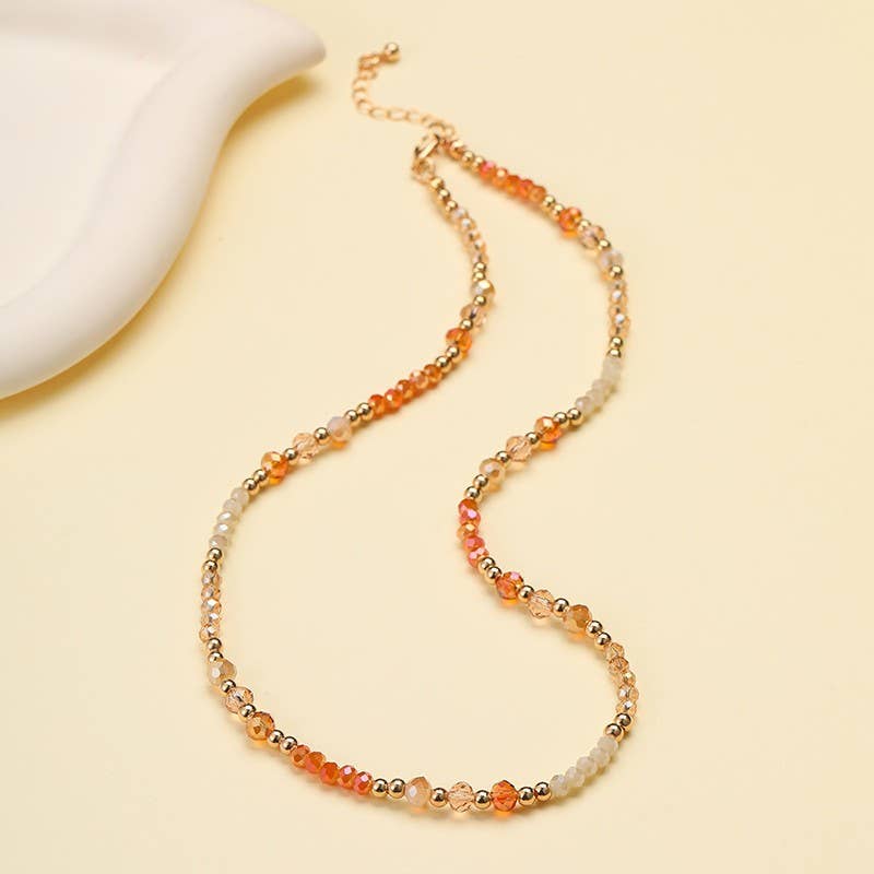 Gold Glass Bead & Gold Accent Beaded Necklace | 40NK9793: MULTI