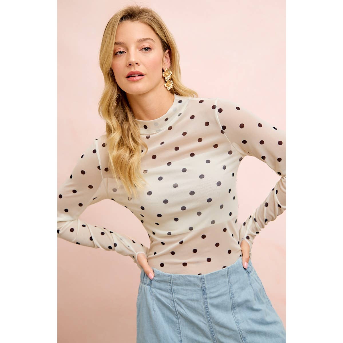 Polka Dot Mesh Top