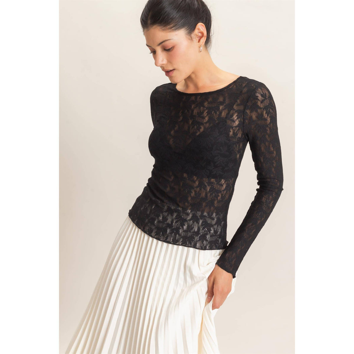 Floral Lace Top: BLACK