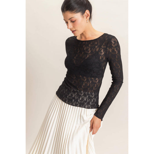Floral Lace Top: BLACK