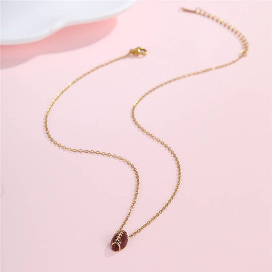 GAMEDAY CHARM STAINLESS STEEL NECKLACE | 40NK9706: FOOTBALL ENAMEL