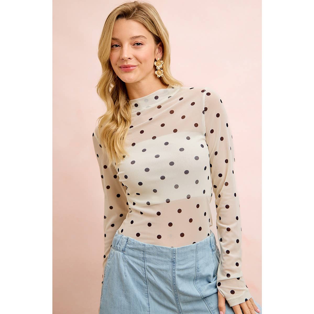 Polka Dot Mesh Top