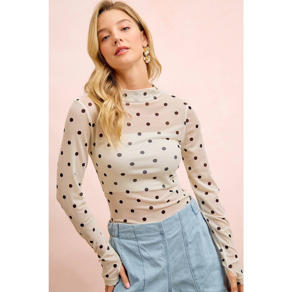 Polka Dot Mesh Top