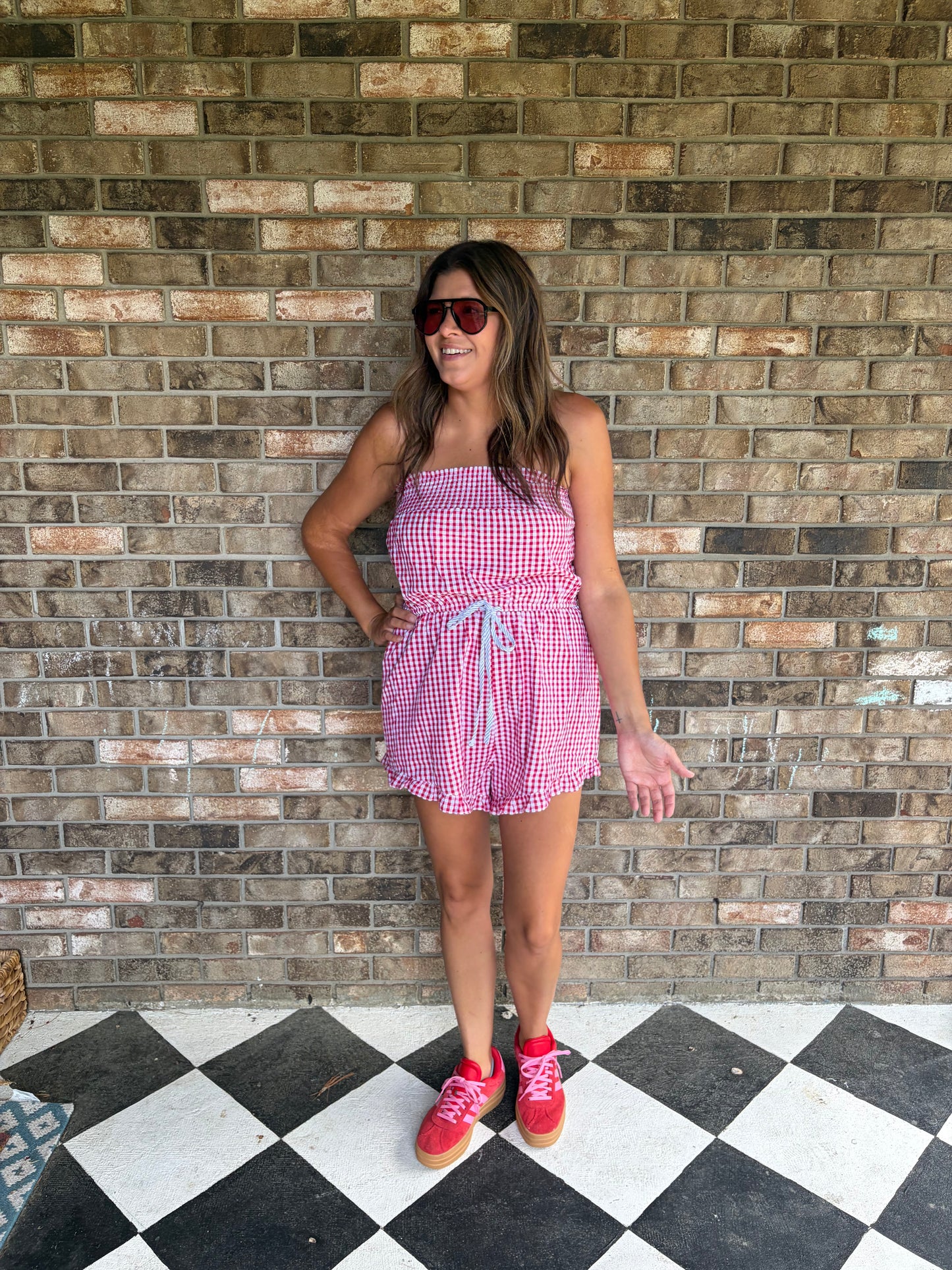 Firecracker Gingham Romper