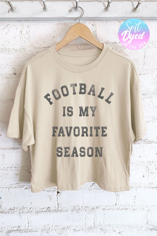 Football Season Long Crop Tee - Khaki
