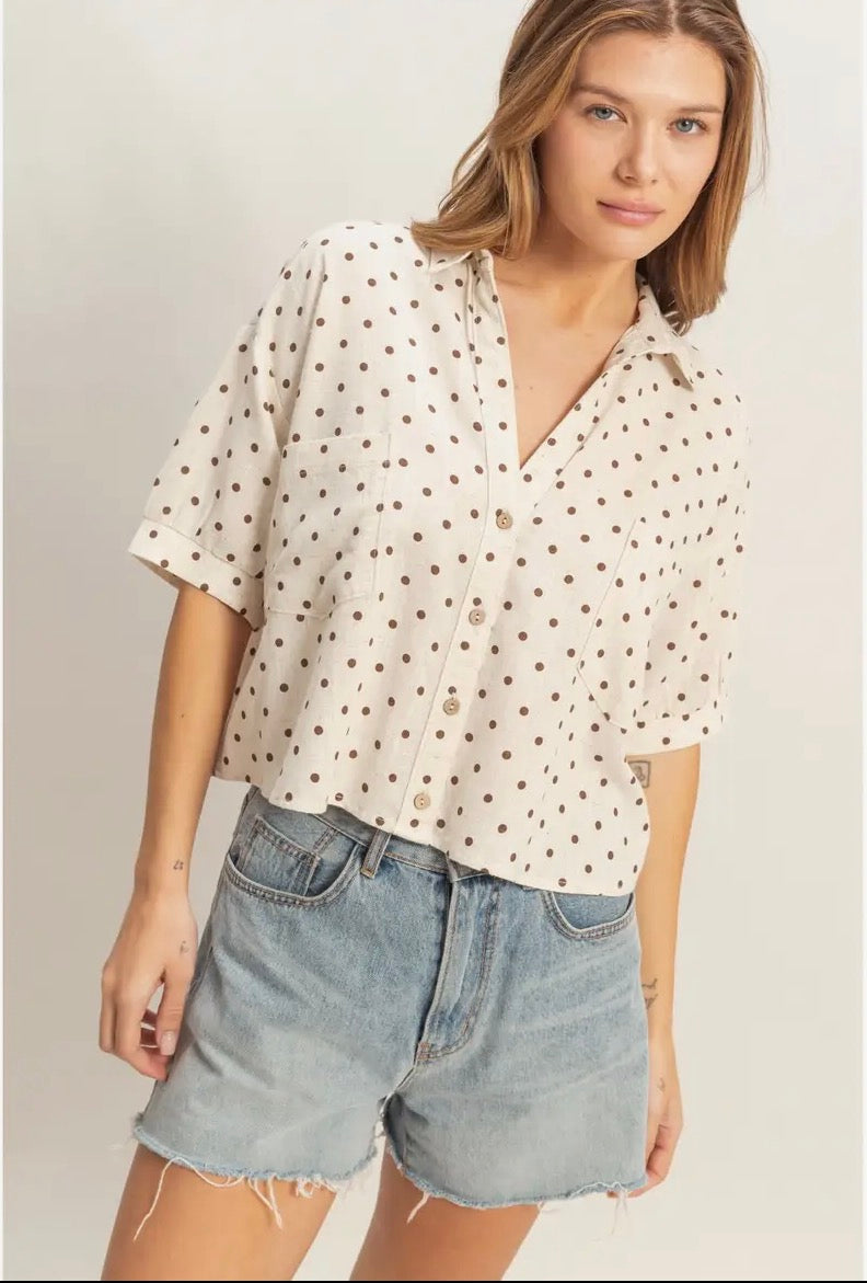 Latte Love Polka Dot Top