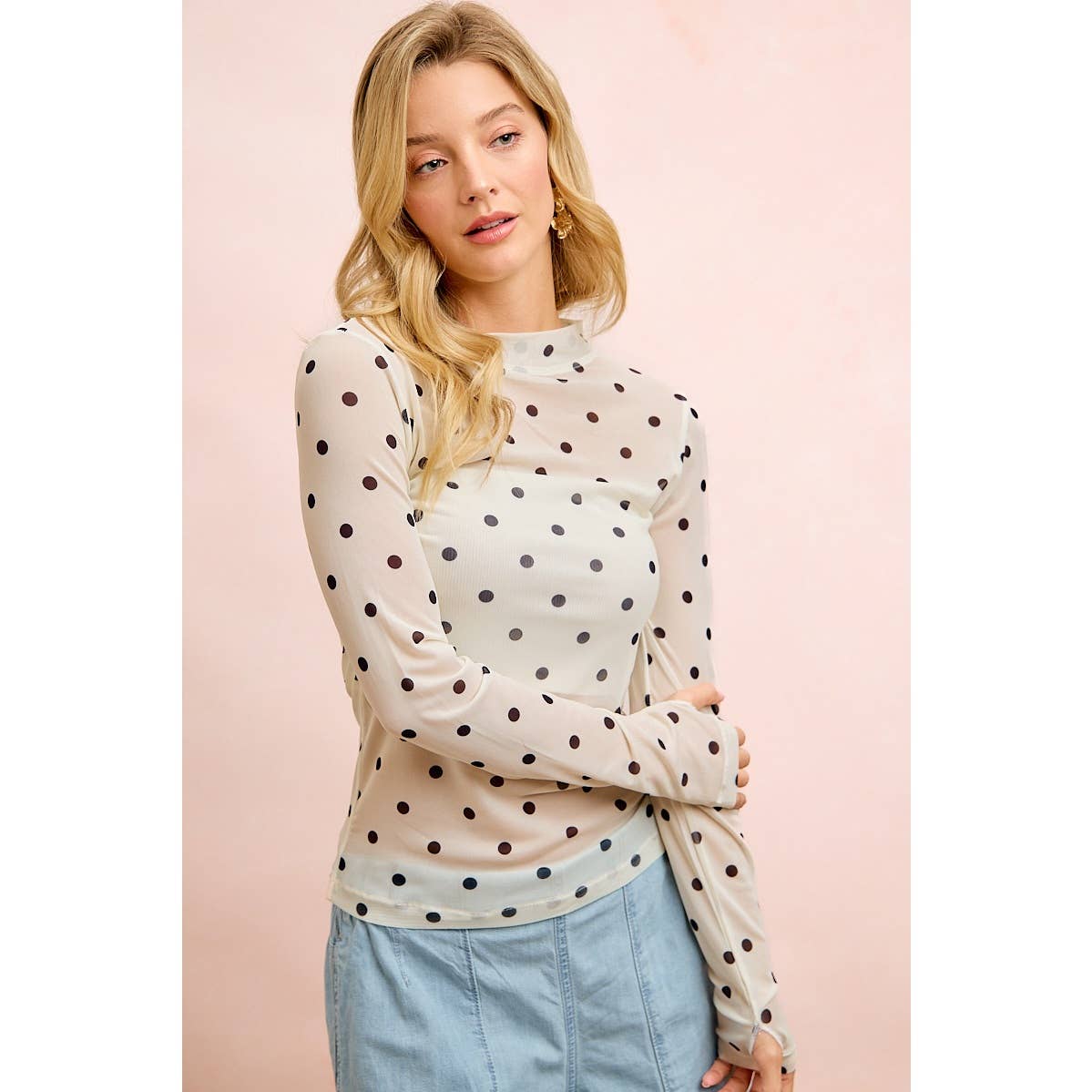 Polka Dot Mesh Top