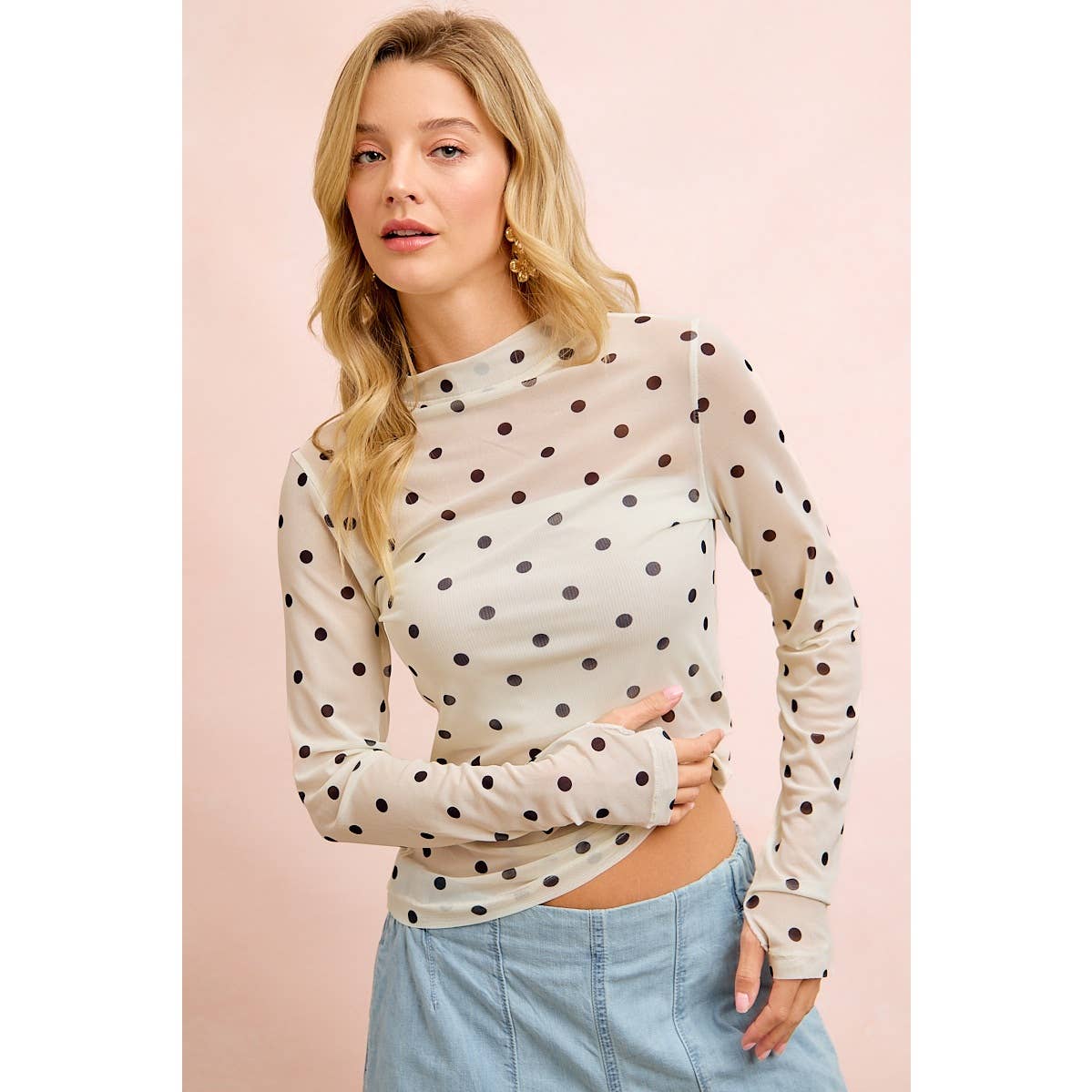 Polka Dot Mesh Top