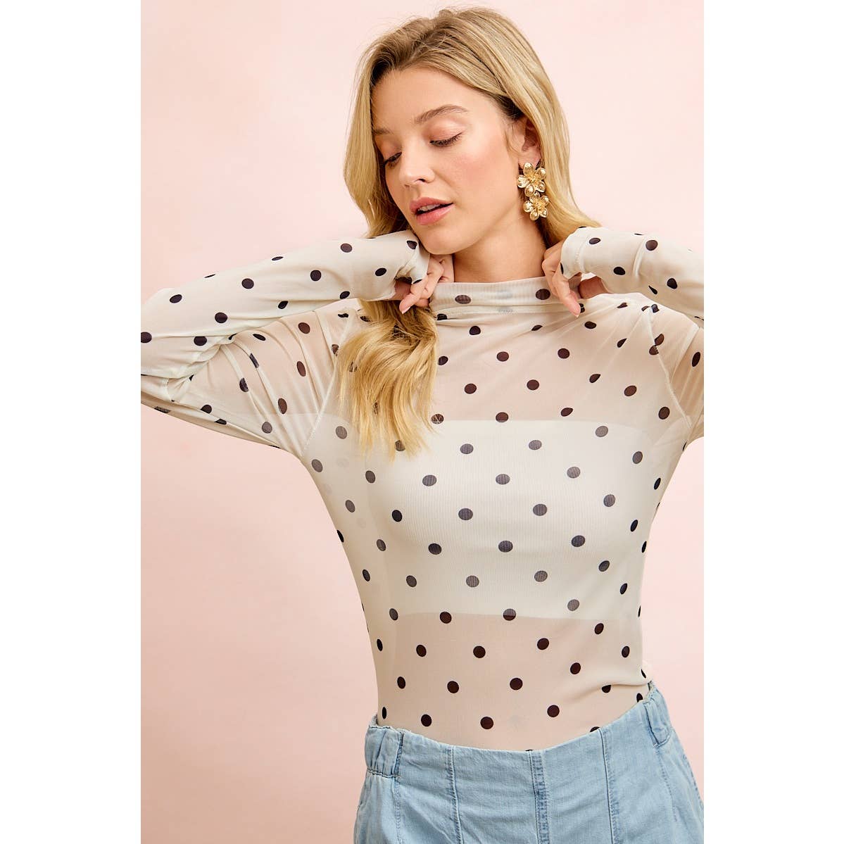 Polka Dot Mesh Top
