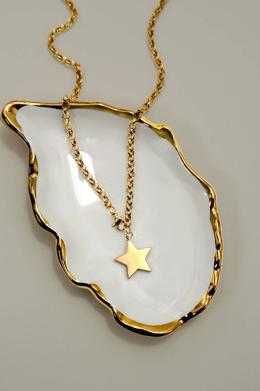 18K STAINLESS STEEL TARNISH FREE STAR NECKLACE | 40NK9667: GOLD