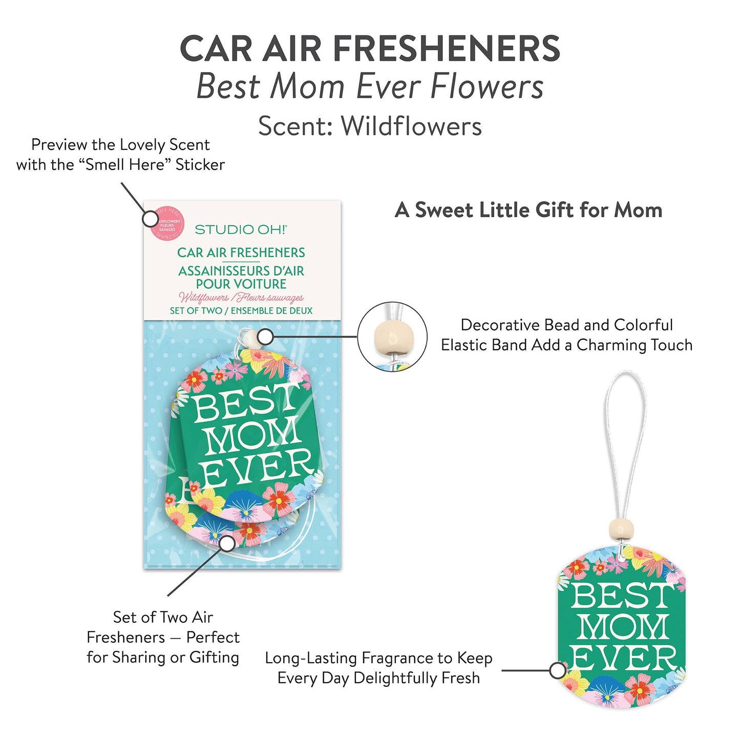 Best Mom Ever Flowers Car Air Freshener